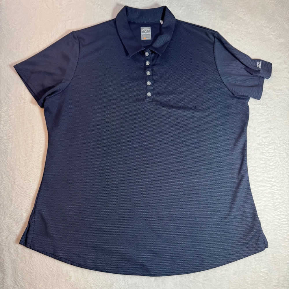 Callaway Opti-Dri Golf Polo Shirt Navy Blue Textured Rockwell Automation XL